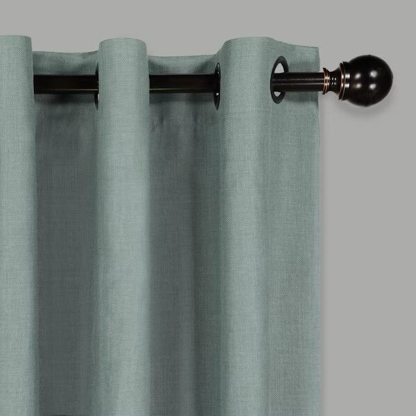 Martina Blue Solid Polyester 40 in. W x 108 in. L 100% Blackout Curtain Grommet gallery