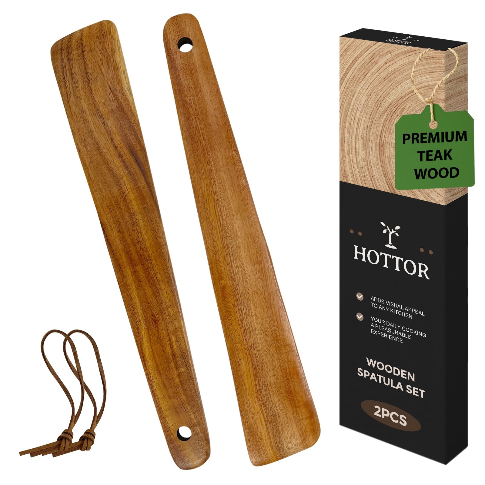 Teak Wood Spatula for Cooking,12.2 Inch Flat Wooden Spatula for Cast Iron,Woo. gallery