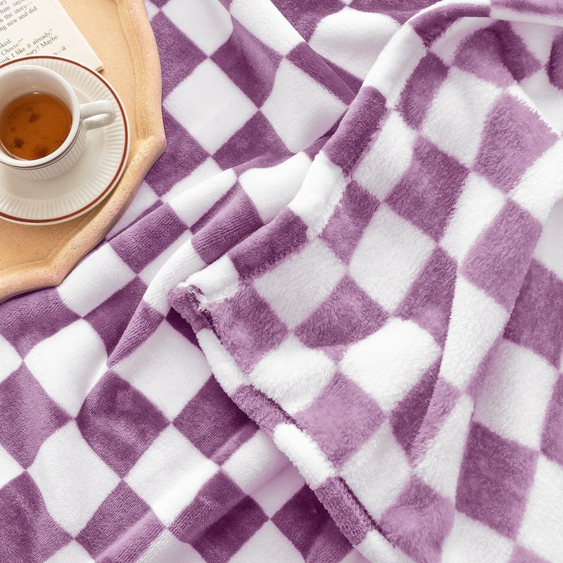 Throw Blanket Flannel Checkerboard Soft Cozy 40x60in Couch Bed Purple All Season gallery