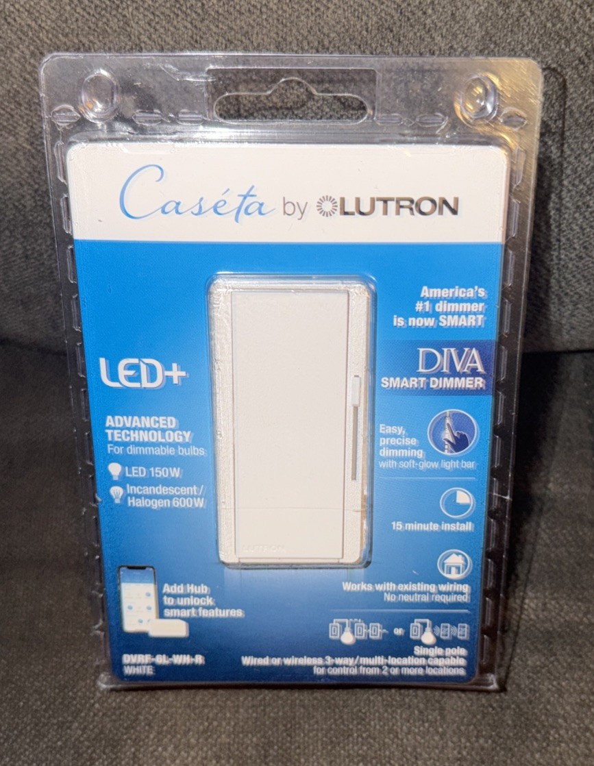 Lutron💡Caseta Smart Lighting Diva LED Dimmer Multi-Location White DVRF-6L-WH-R gallery