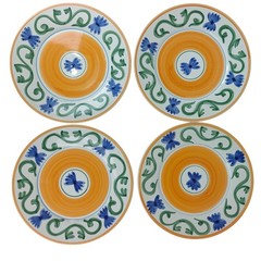 Williams-Sonoma Sunshine Ceramic Dinner Plates Set Of 4 Floral Design Italy