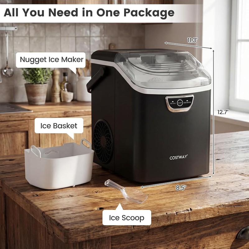 Nugget Ice Maker Countertop W/ Handle 33 Lbs/24H Soft Chewable Ice Ready gallery