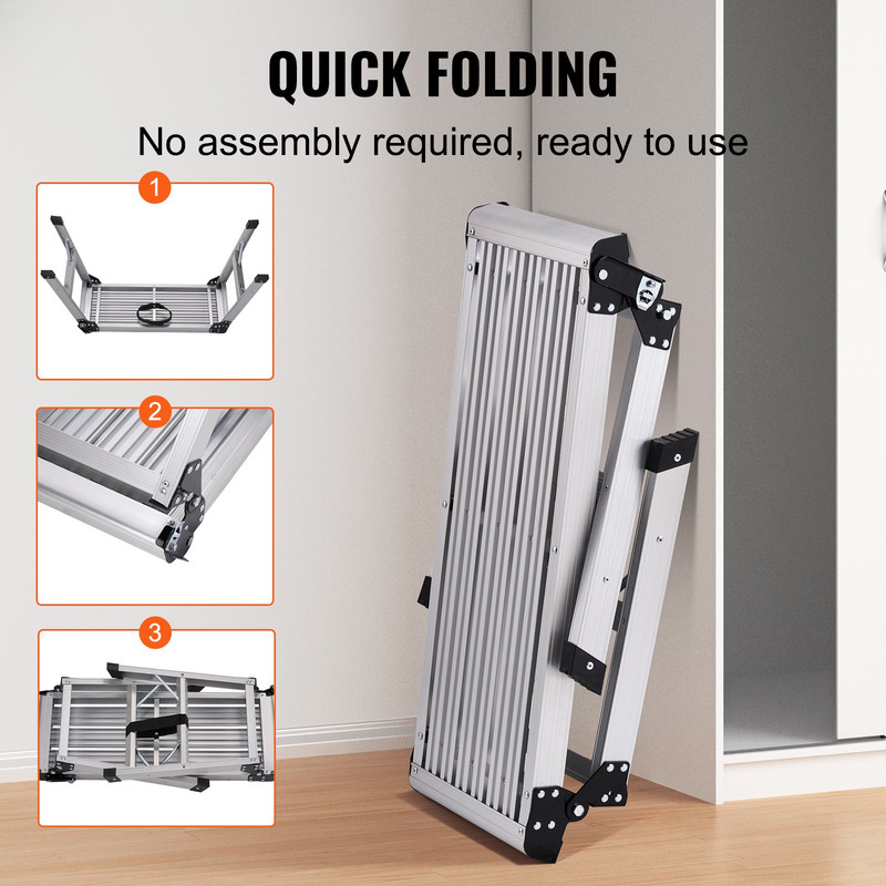 VEVOR Folding Work Platform, 330 lbs Load Capacity, Aluminum Drywall Stool Ladde gallery