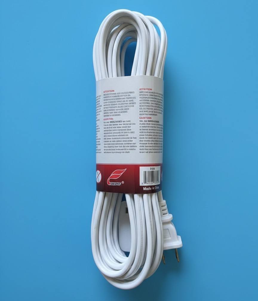 Failong 20ft White Extension Cord 3 Outlets Type A 125V 1625W gallery