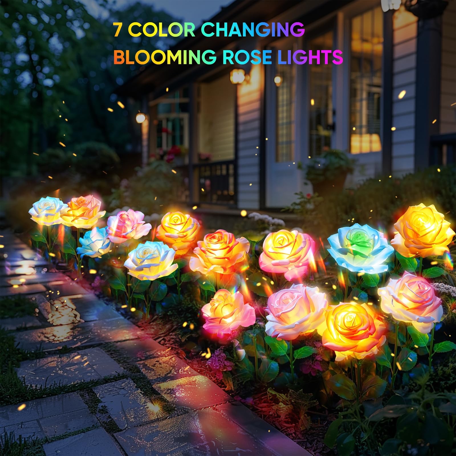 Solar Lights Outdoor Waterproof for Garden Decor, 4 Pack Solar Garden Lights ... gallery