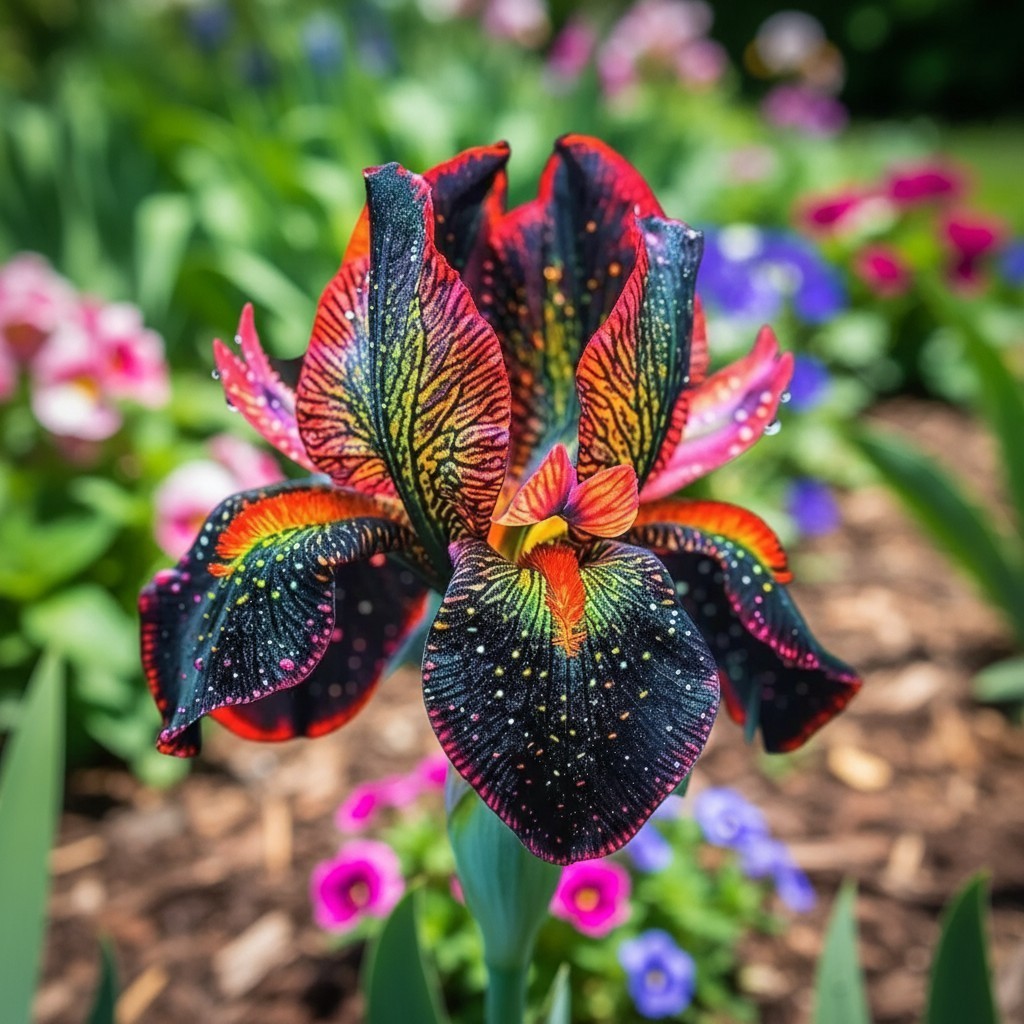 50 Fire Glow Pattern Bearded Iris Seeds – Vibrant Red & Black Ruffled Blooms gallery