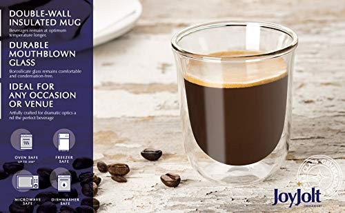 JoyJolt Javaah Double Walled Espresso Glasses Espresso Cups Set of 4 | 2-Ounces gallery