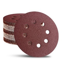 52 Pack 5 Inch 8Hole Hook and Loop Sanding Discs Sandpaper Red Round 60 80 12…
