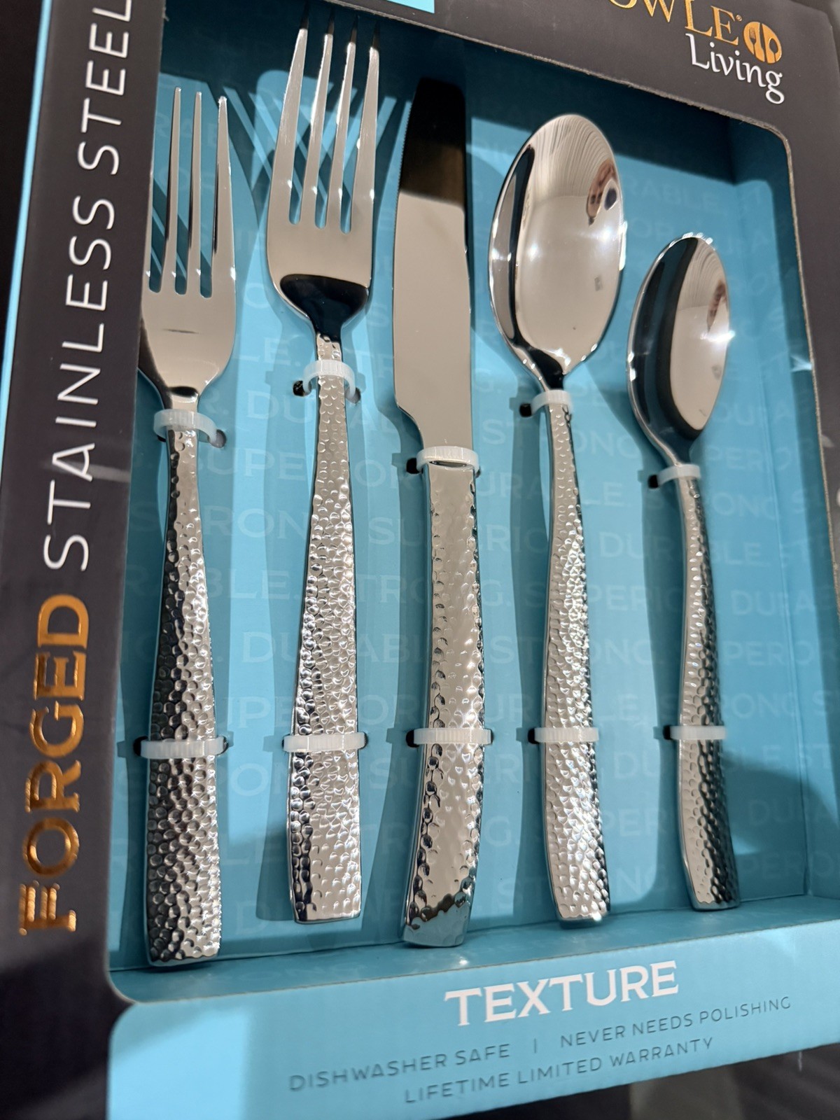 Towle Living, Texture Forged Stainless Steel Flatware Set, 20pcs gallery