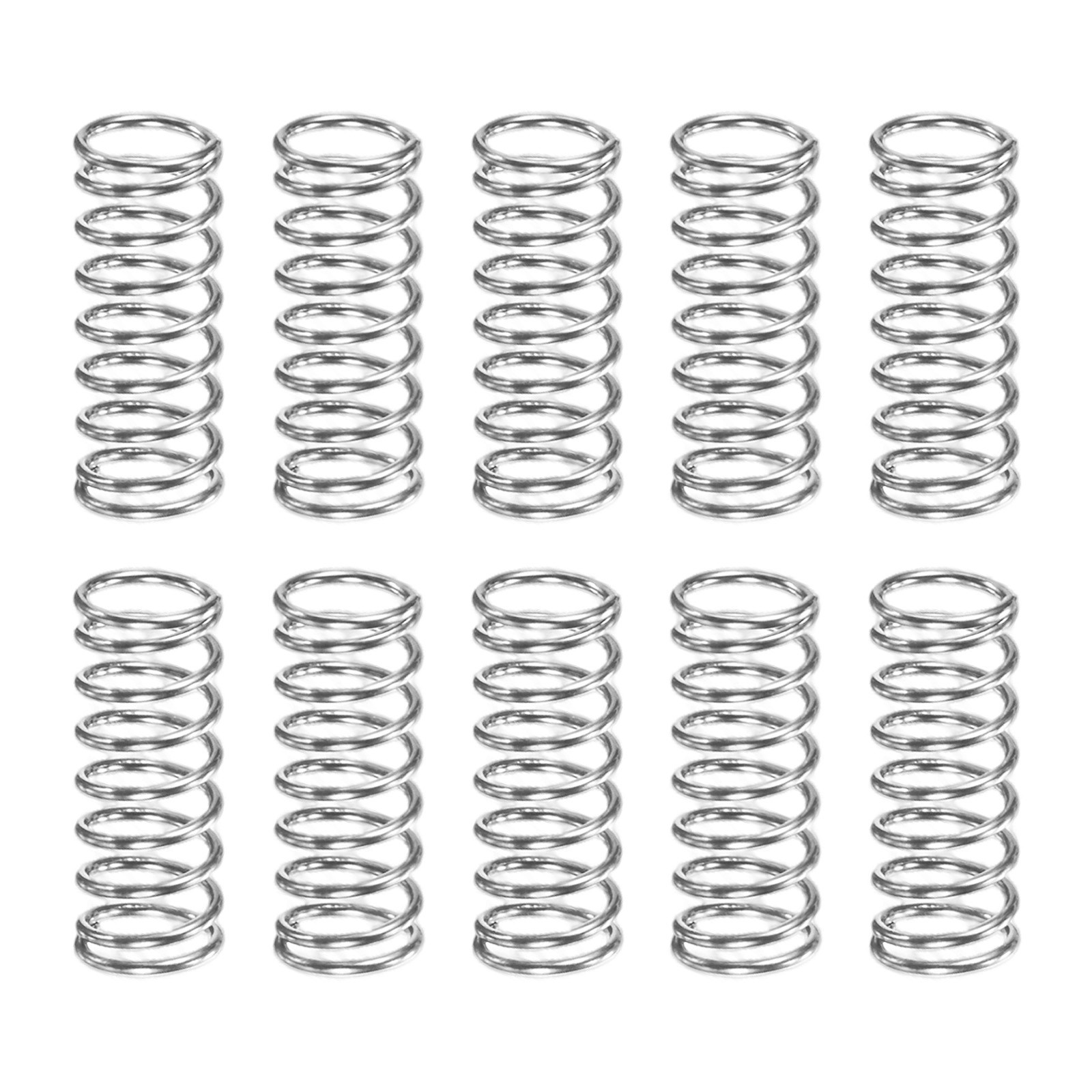 10-Pack Compression Springs, 10mm Length 4mm OD [Silver Tone, 0.4mm Wire Size] gallery