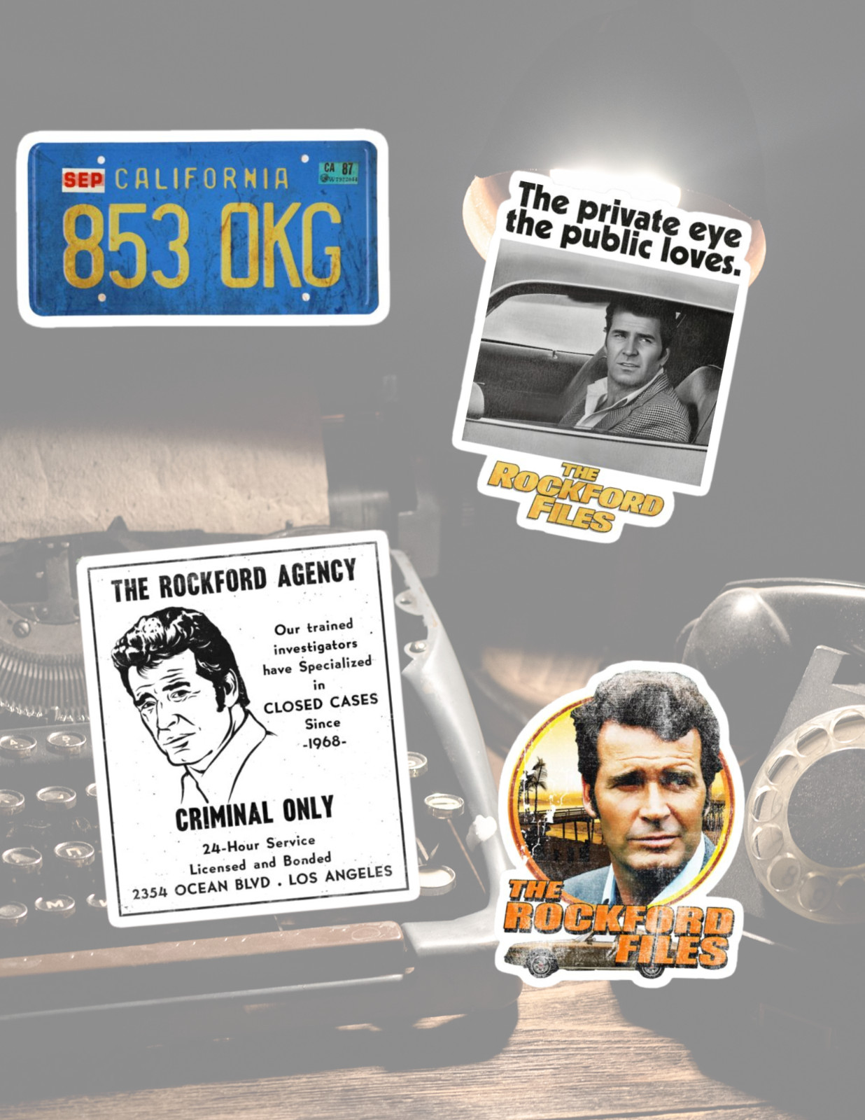Rockford Files Retro TV 4pc Sticker Pack gallery