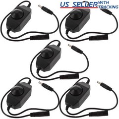 (5-pack) Inline Manual Dimmer Switch for LED Strip Light, Black 5X