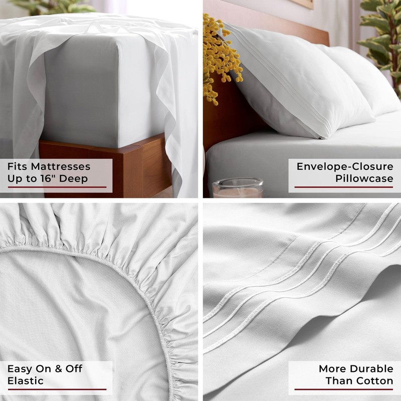 2000 Series 4-Piece Bed Sheet Set Soft Deep Pocket Twin King Queen Full Sheets gallery