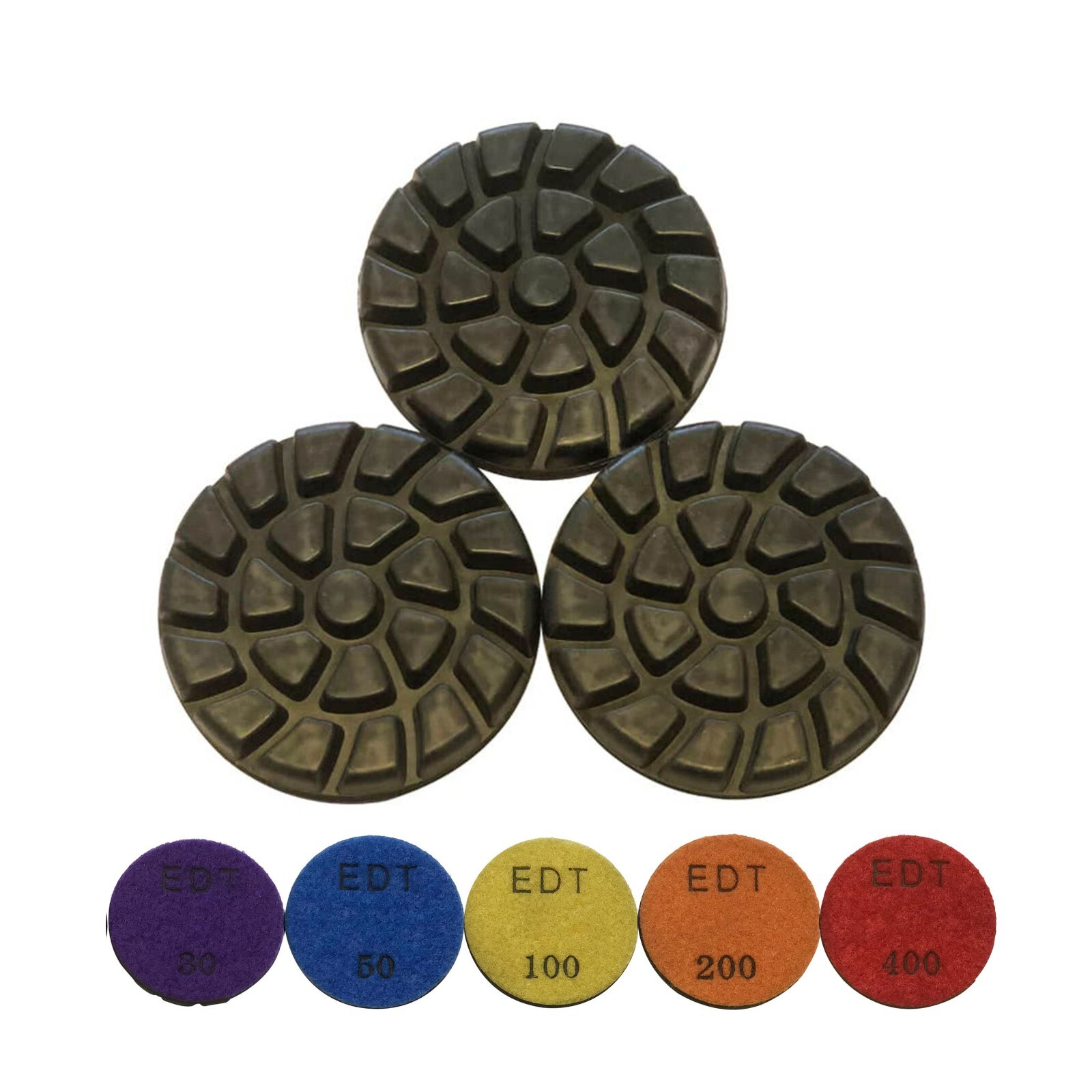 3" Hybrid Transitional Diamond Grinding Pads, Set of 3pcs gallery