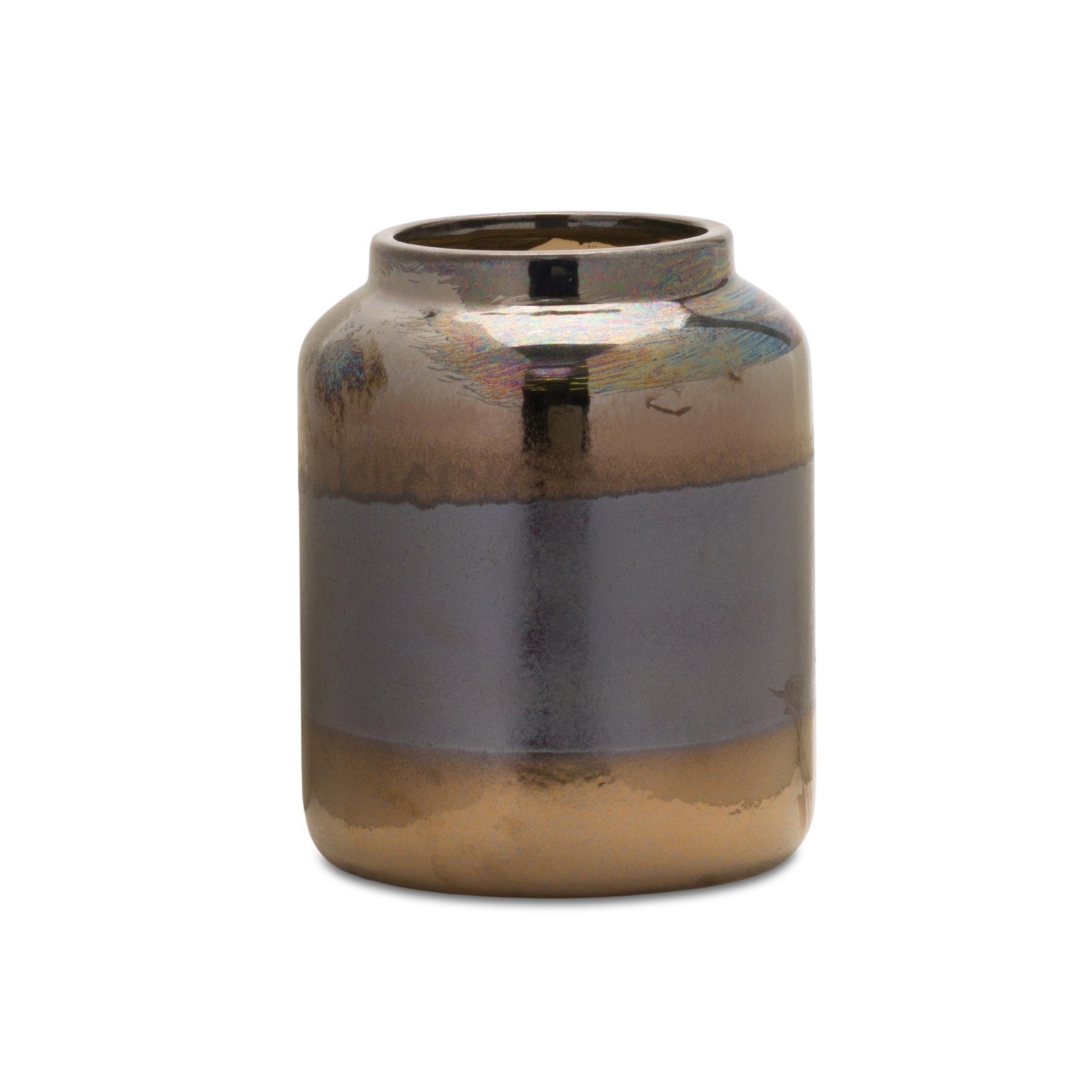 Modern Two Tone Vase with Irredescent Finish 7.5"H gallery