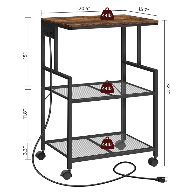 Mobile Printer Stand, 3-Tier Industrial Printer Cart with Power Outlets and 2... gallery