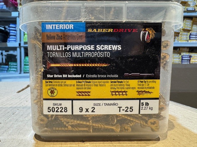 Star Drive Multi-Purpose Construction Screws, 5lb, Approx. 680 Pieces - #9 x 2