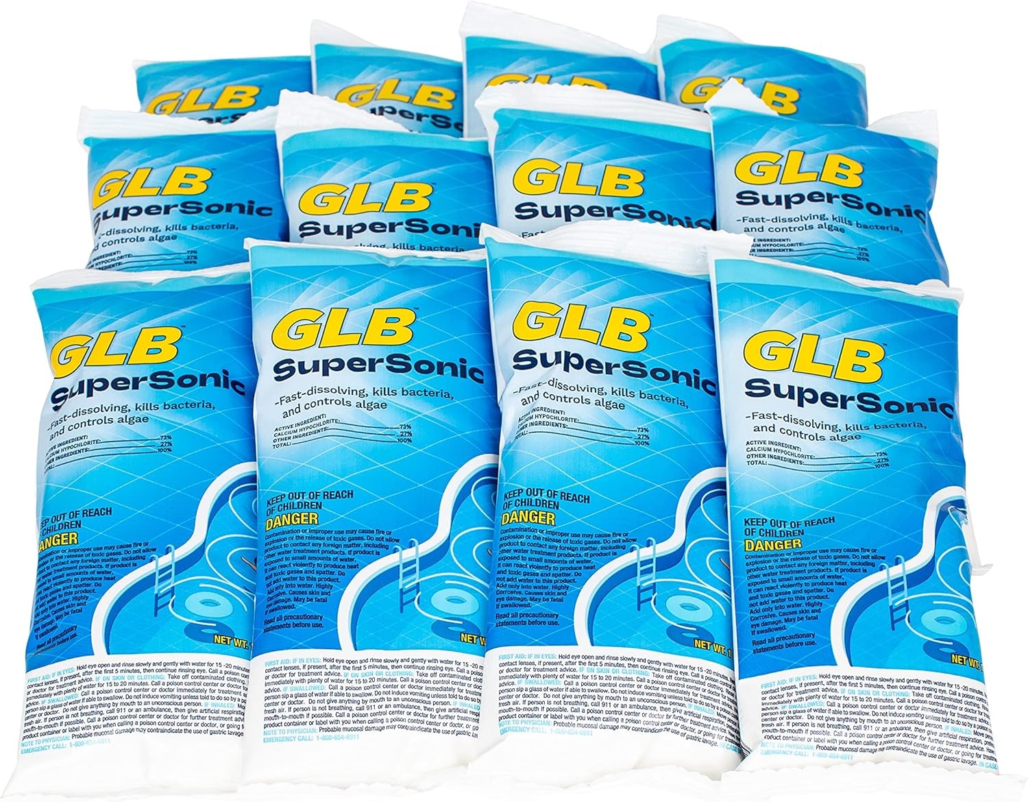 GLB SuperSonic Pool Shock 1 lb 12 Pack Calcium Hypochlorite Shock gallery