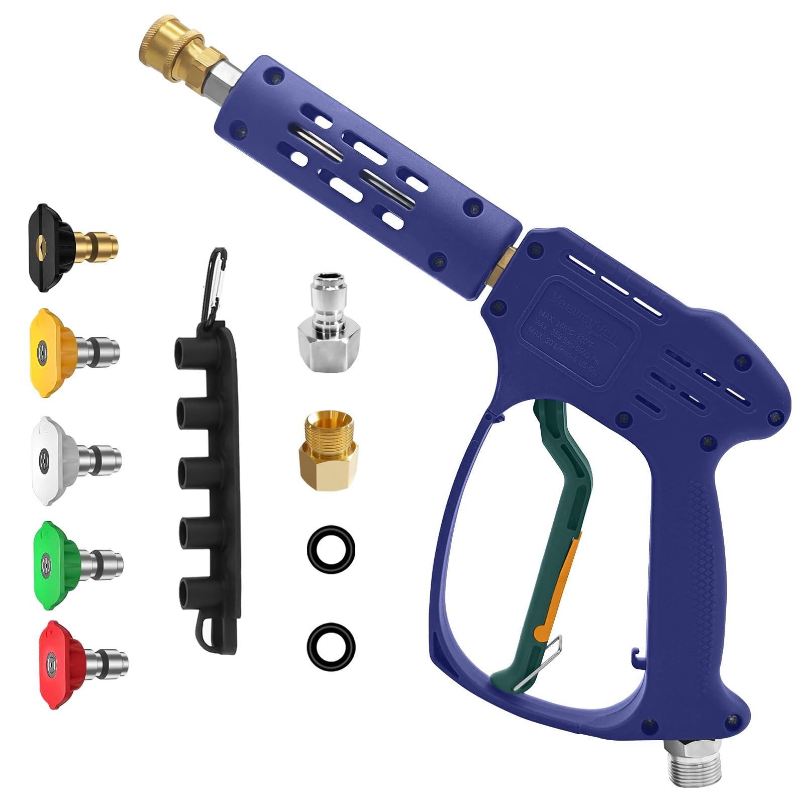 High Pressure Washer Gun 3/8" Quick Connect M22 5 Nozzles 5000PSI 8 GPM gallery