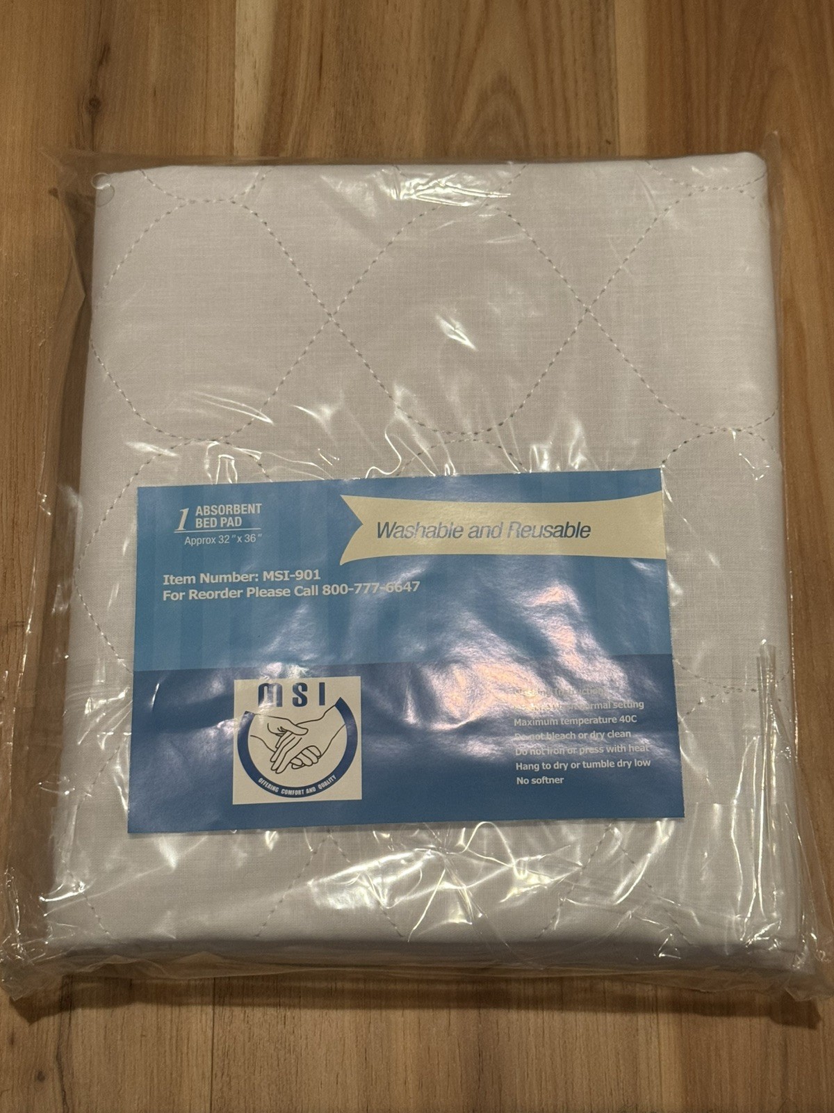 MSI Washable Reusable Absorbent Bed Pad 32" x 36" White Underpad MSI-901 NEW gallery
