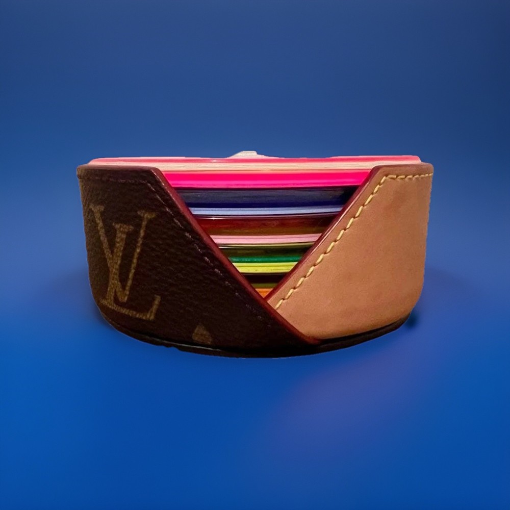 Louis Vuitton Coaster Gift Set 6p Fluorescent Neon Coasters Leather Monogram LTD