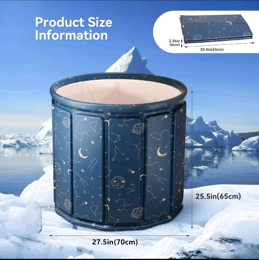 Portable Foldable Ice Bath Tub Collapsible Soaking Bath Tub for Shower 27"*25" gallery