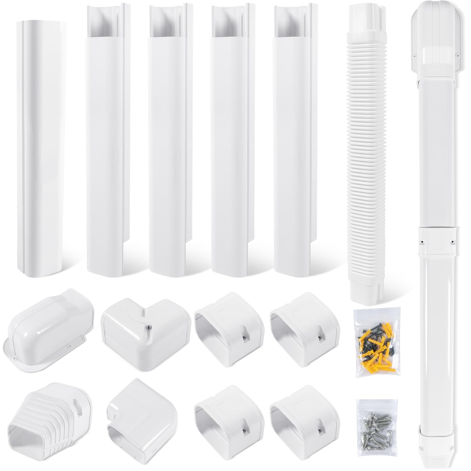 3" 10Ft PVC Decorative Line Set Cover Kit Protection Mini Split Air gallery