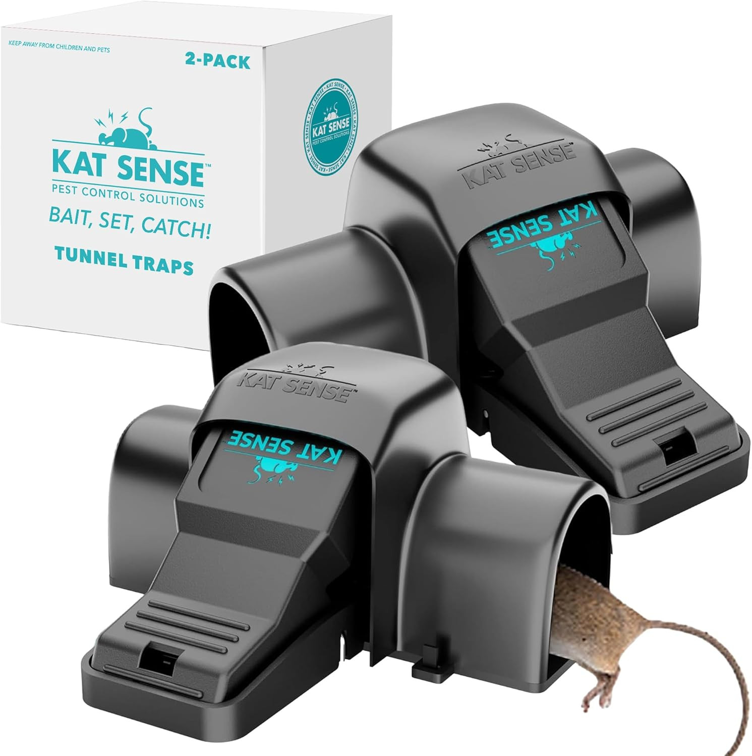Kat Sense Dual Covered Rat & Chipmunk Traps Set of 2 - Humane Rat Trap Indoor & gallery