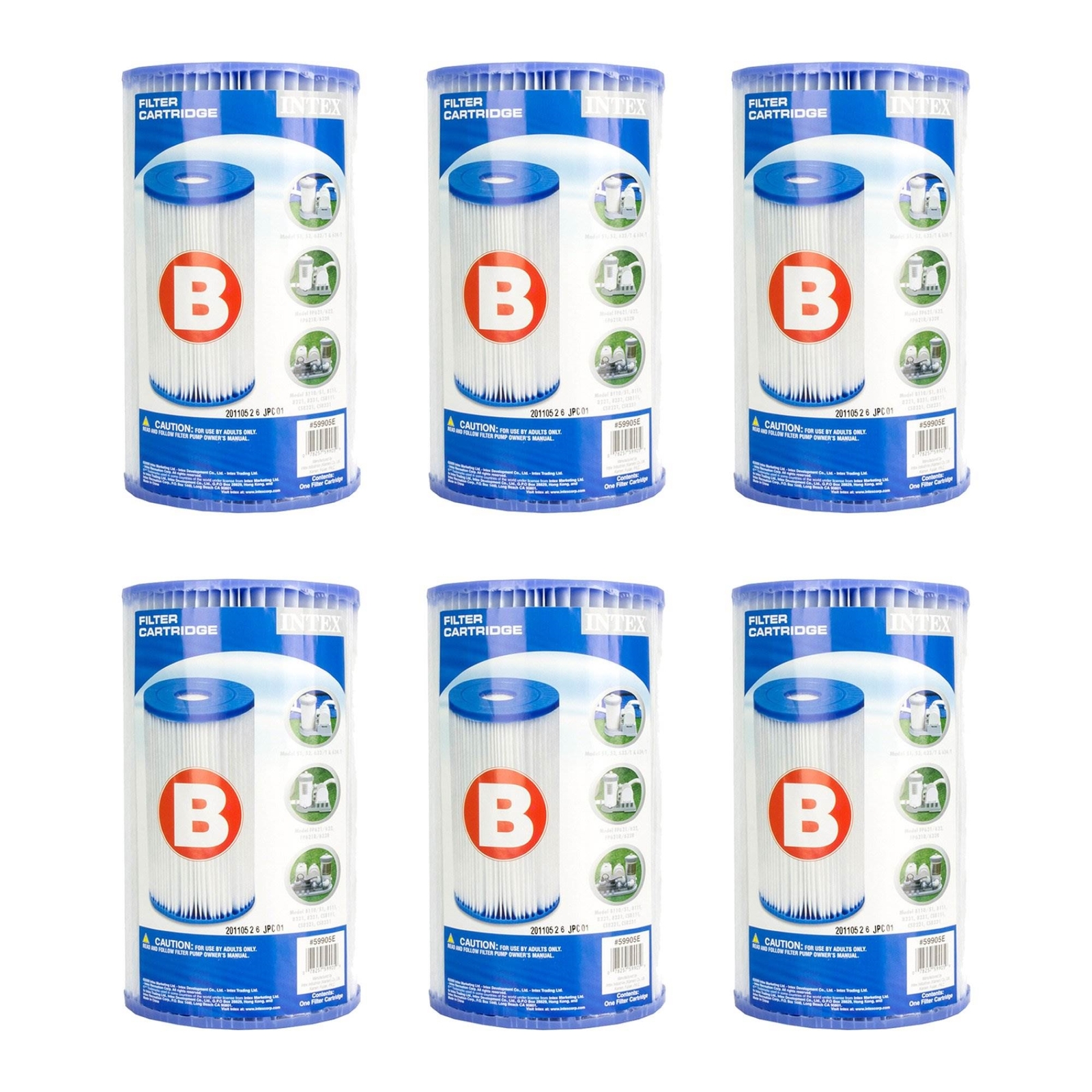 Intex 29005E Swimming Pool Type B Replacement Filter Pump Cartridge (6 Pack) gallery