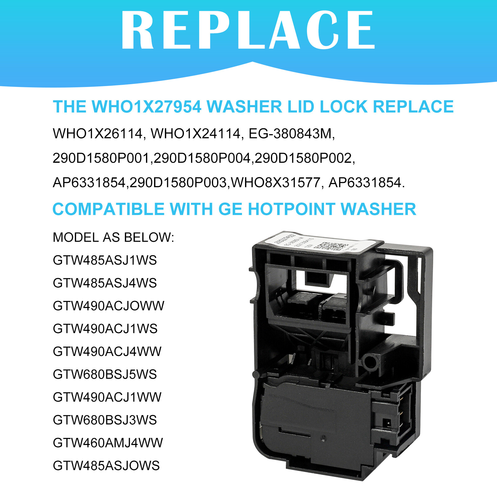 New WH01X27954 Washer Lid Lock Switch Part Compatible with GE Hotpoint Top Load gallery
