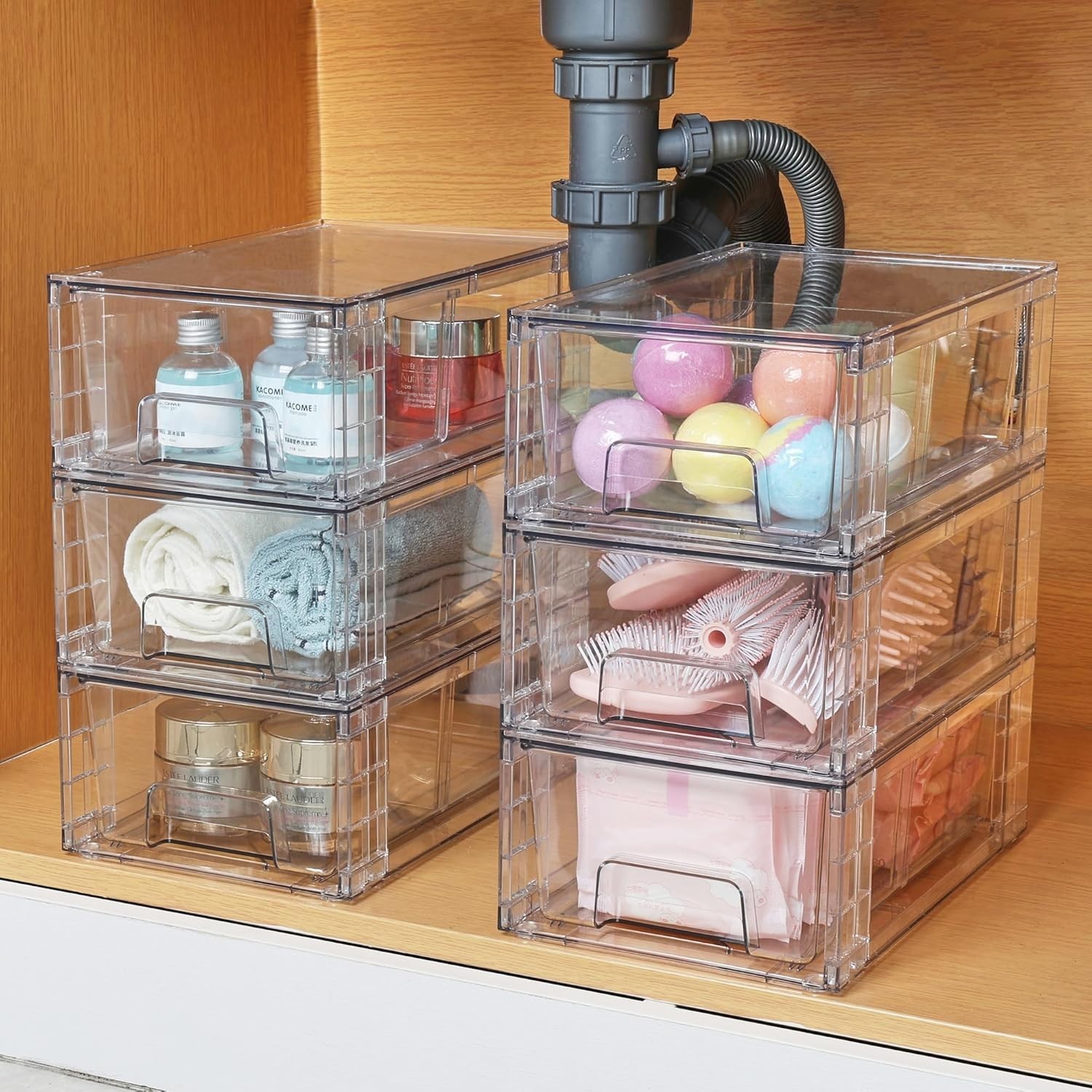 Vtopmart 4 Pack Large Stackable Storage Drawers, Clear Acrylic, 12"Lx7.5"Wx4.4"H gallery