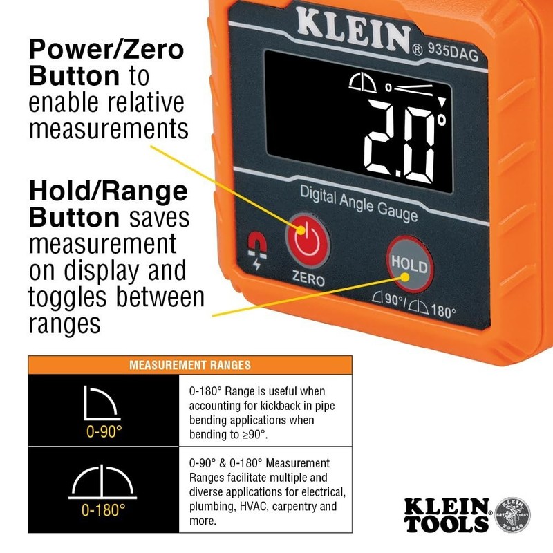Digital Electronic Level & Angle Gauge - Measures 0-90° & 0-180°, Sets Angles gallery