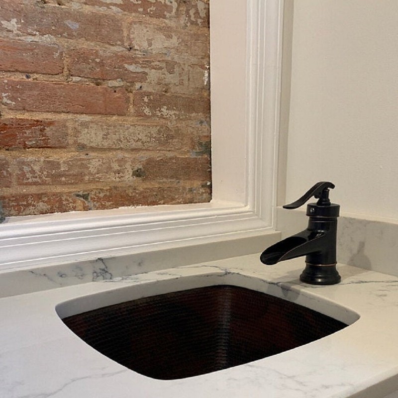 15" Square Copper Bar Kitchen Prep Sink with Lock Nut Drain gallery