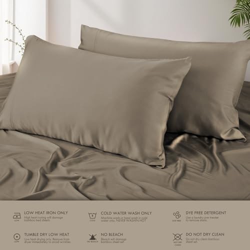 Home Sheets Bed Sheet Set, 100% Rayon derived from Bamboo, Queen Taupe gallery