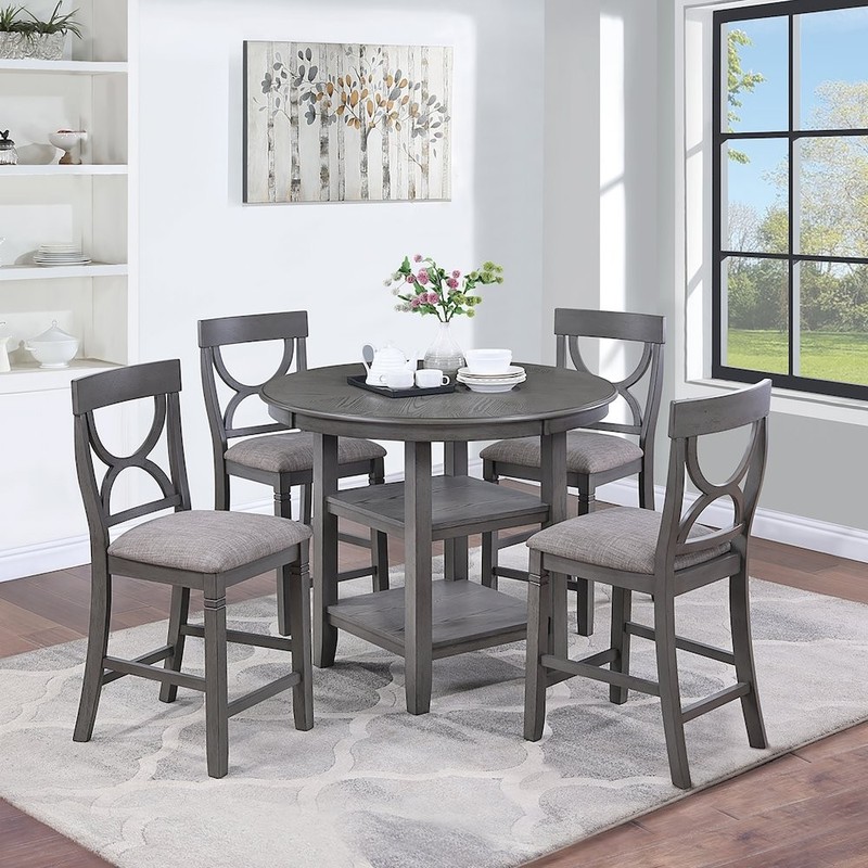 5-Pcs Counter Height Dining Set Gray gallery