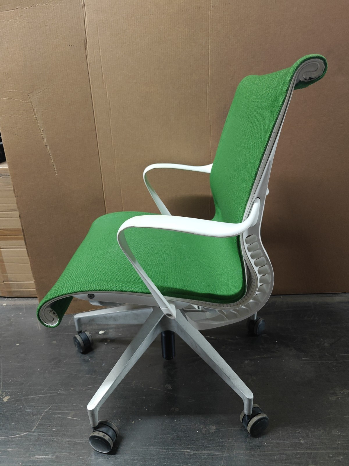 Herman Miller Setu Office desk mesh chair mesh Green Fabric Seat White Frame gallery