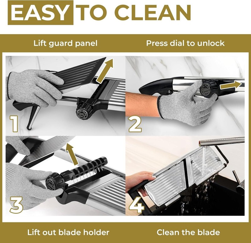 Versatile Kitchen Mandoline Slicer for Veggies & Fruits - Includes Safety Gloves gallery