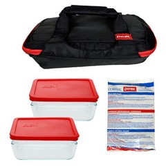 Pyrex Portables™ 6-Piece Tote Bundle with Glass Dishes, Lids and Hot/Cold Packs