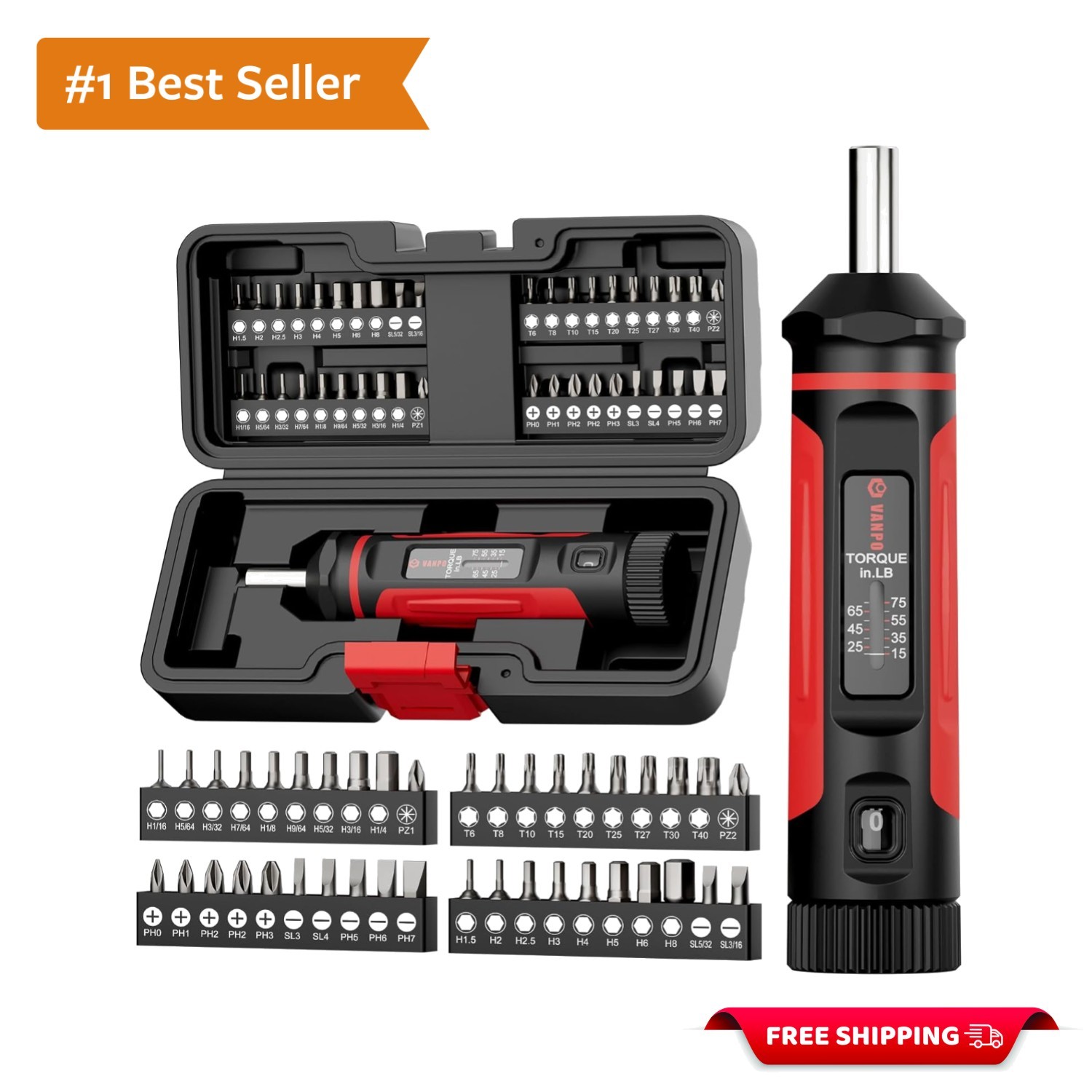 Ergonomic 1/4'' Drive Torque Screwdriver | 15-75 In-lb Adjustable Torque Setting gallery