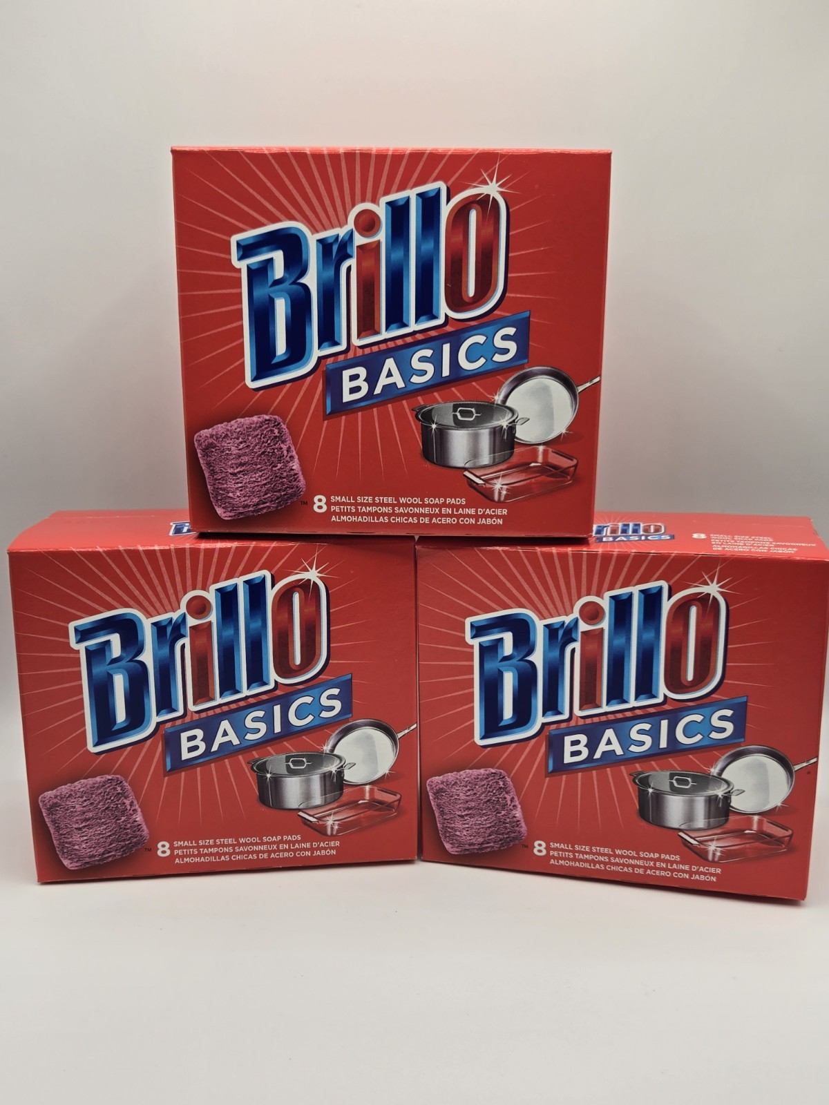 Brillo Basics Steel Wool Soap Pads - 8 Count Box - 3 Boxes (24 Soap Pads) gallery
