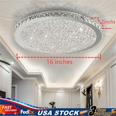 Crystal Round LED Ceiling Light Fixture Bedroom Modern Flush Mount Ceiling Lamp