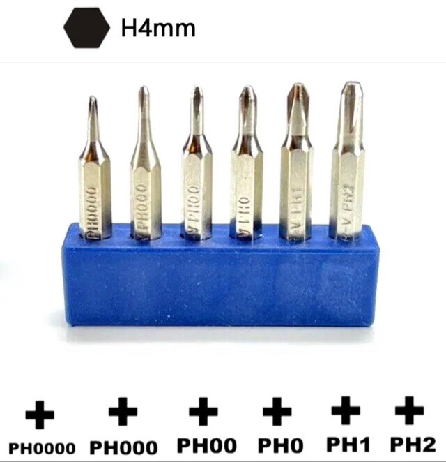 Micro Screwdriver Bit Hex 4mm PH0 PH00 PH000 PH0000 PH1 PH2 Philips Cross Repair