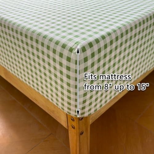 Ruffle Sheet Set, Green Soft Pre-Washed Microfiber Twin Sage Green Gingham gallery