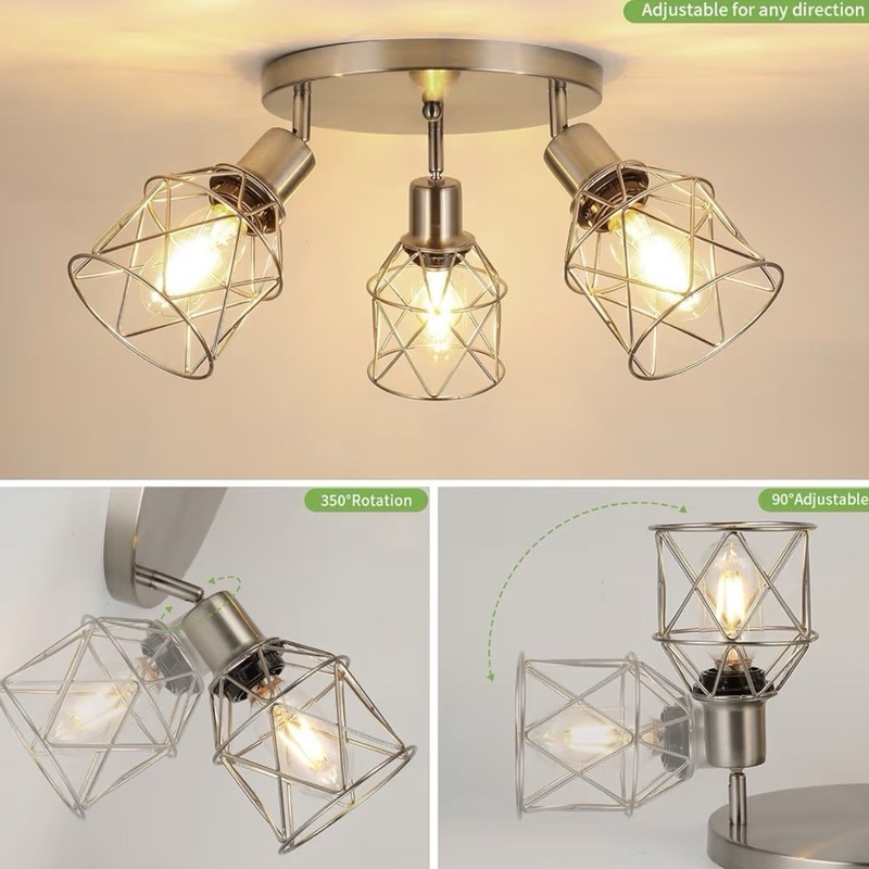 Brushed Nickel 3-Light Adjustable Ceiling Fixture Semi Flush Mount Kitchen Gold gallery