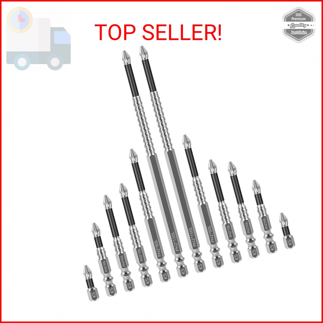 Alloy High-Magnetic Screwdriver Drill Bit Set, 12Pcs Impact Phillips Bits, Non-S gallery