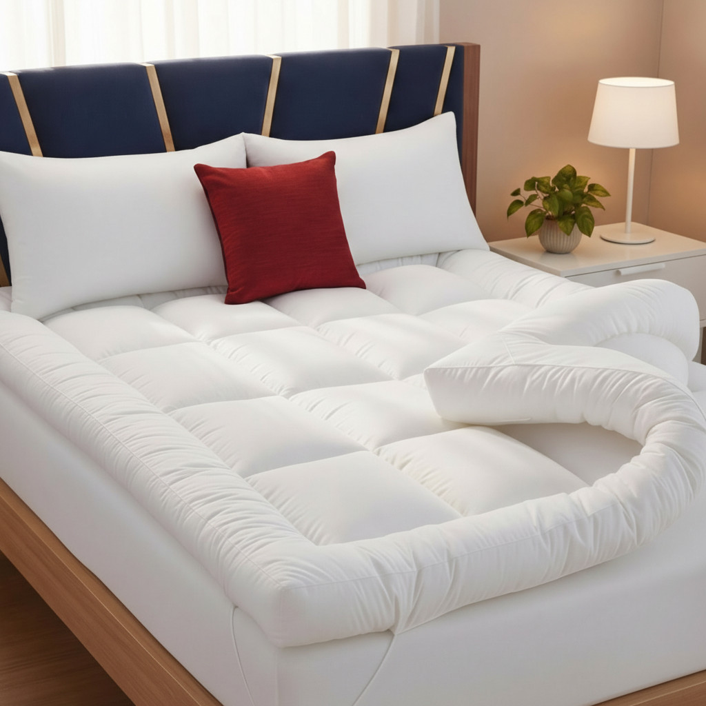 Extra Deep Mattress Topper 4"/10cm Hotel Quality Single 4FT Double King Super gallery