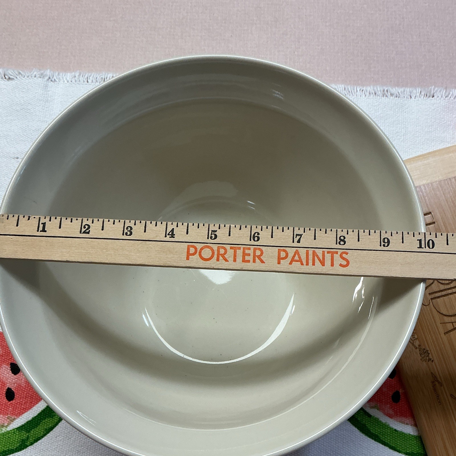 Longaberger Pottery 9in Ceramic Mixing Bowl White/Green Floral, Oven/MW Safe gallery