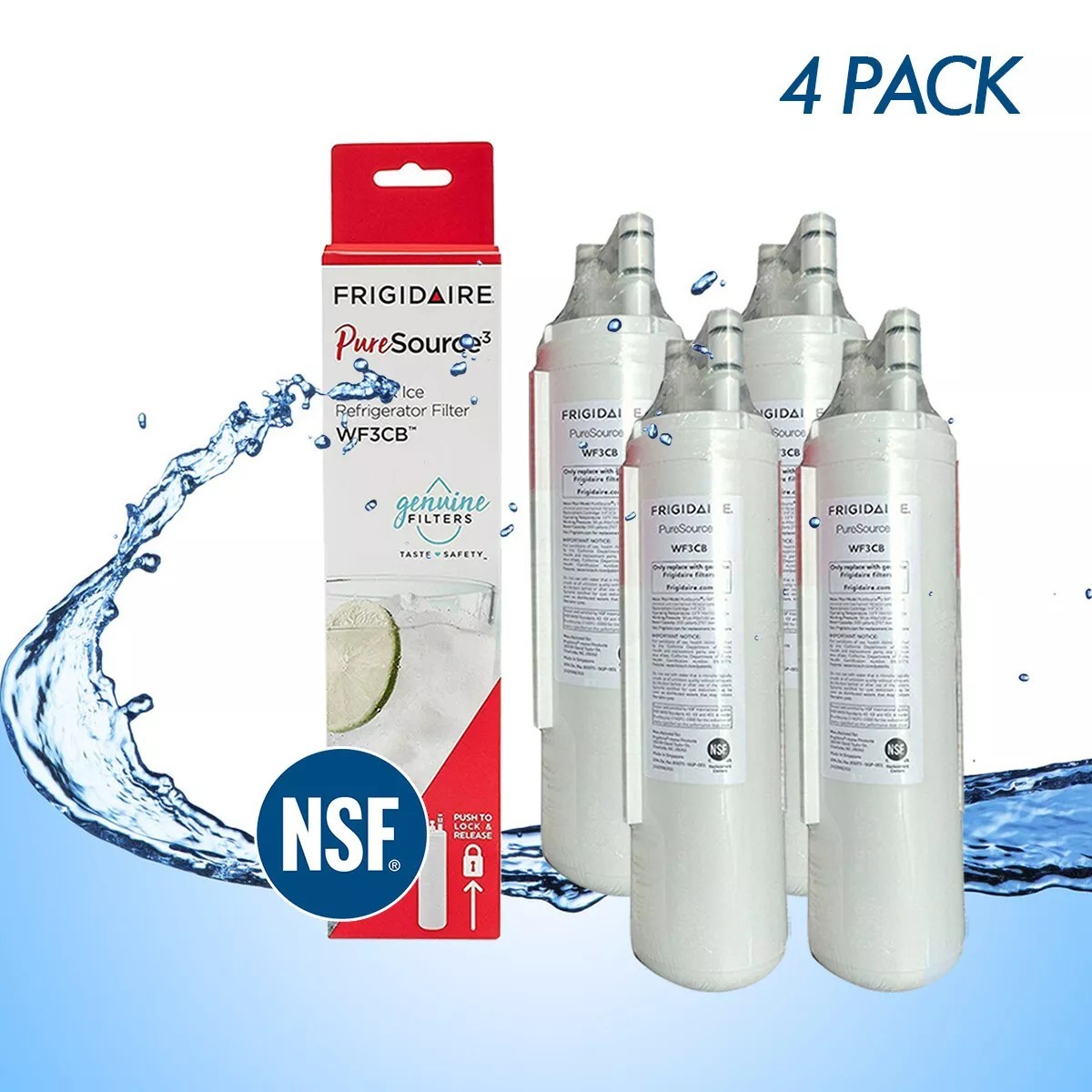 4 PACK Frigdaire WF3CB PureSource 3 Refrigerator Water Filter Sealed US New gallery
