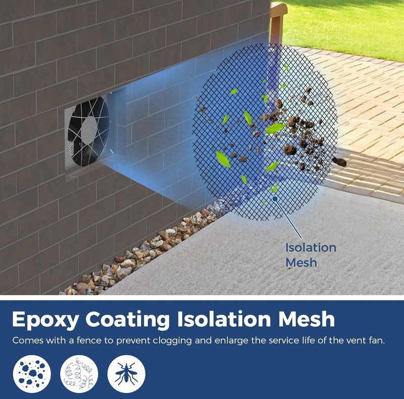 720 CFM High Flow Powered Crawl Space Ventilation Fan, IP55 Rated 10" Basements gallery
