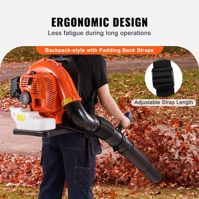 VEVOR Backpack Leaf Blower 79CC 2-Cycle Gas Leaf Blower 930CFM Air Volume 184MPH gallery